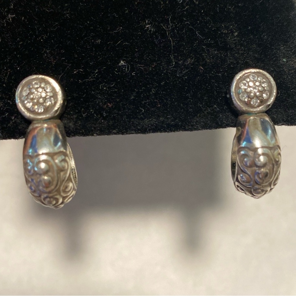Brighton Cher contemporary silver scrolled hoop‎ post earrings